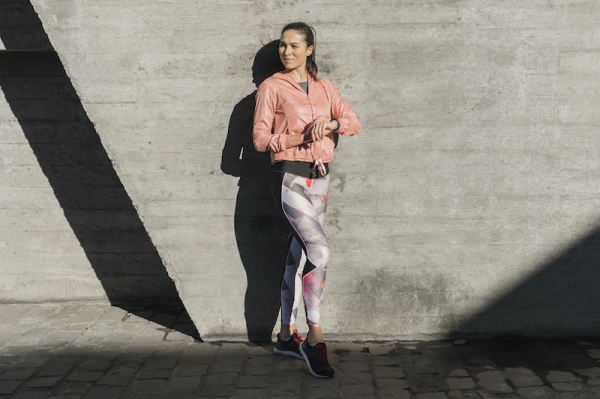 portrait of young female in leggings